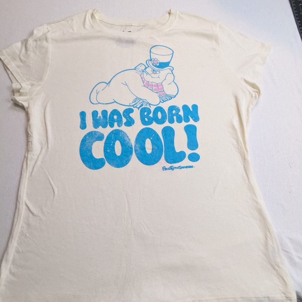 Frosty The Snowman  Vintage Tee Shirt I Was Born Cool XXL Junior Adult Medium